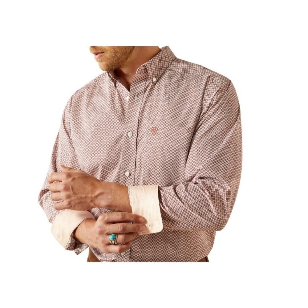 Ariat Men's Lg Wrinkle Free Avery Long Sleeve Classic Fit Button Shirt Brick
